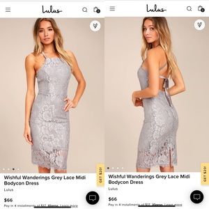 NWT Wishful Wanderings Grey Lace Bodycon Midi Dress